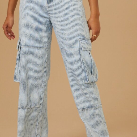 Altard State Blue Pinstripe Cargo Pants - Picture 4 of 6